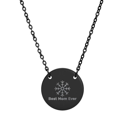 Christmas Mom Necklace – Engraved Snowflake Pendant
