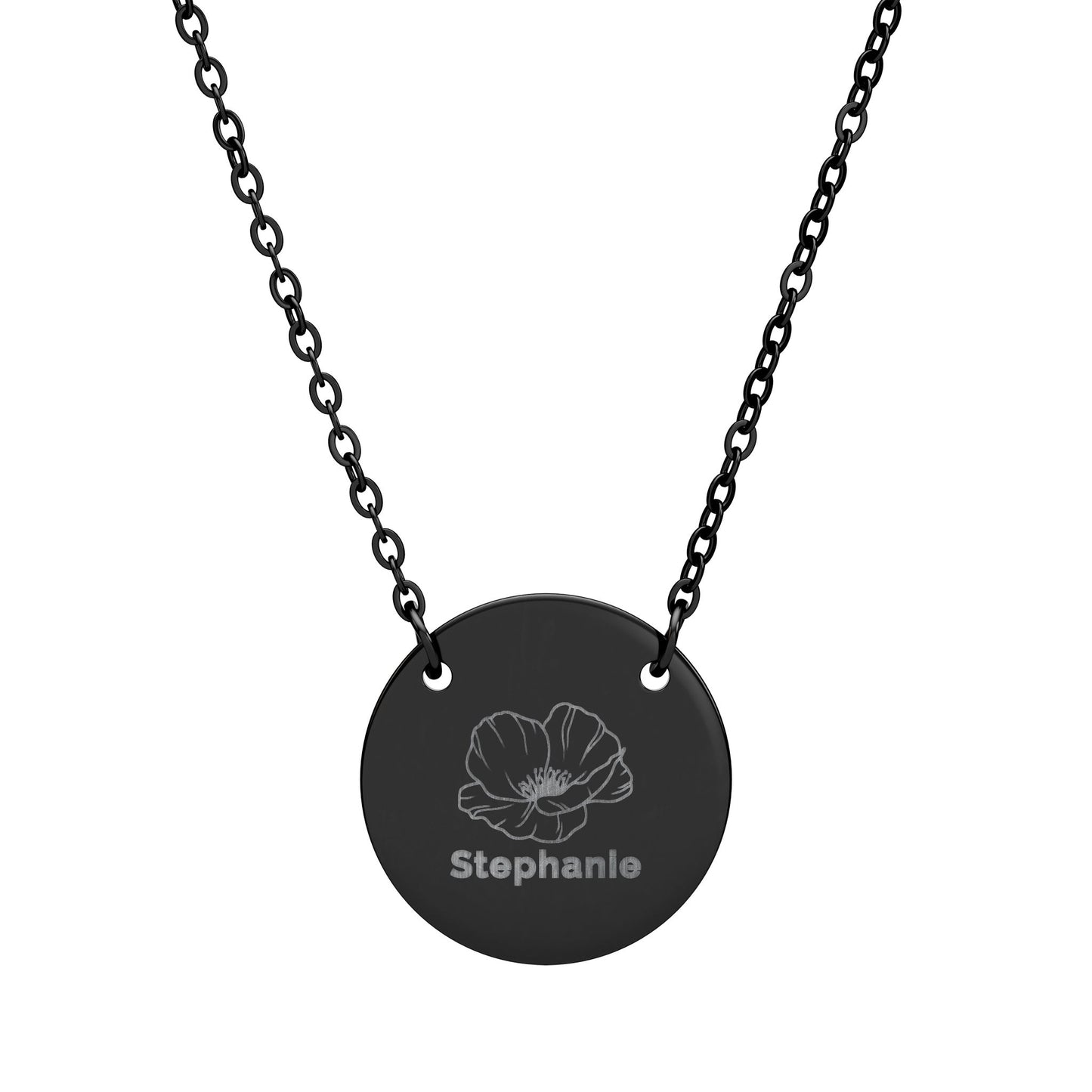 Personalized Engraved Birth Flower Necklace