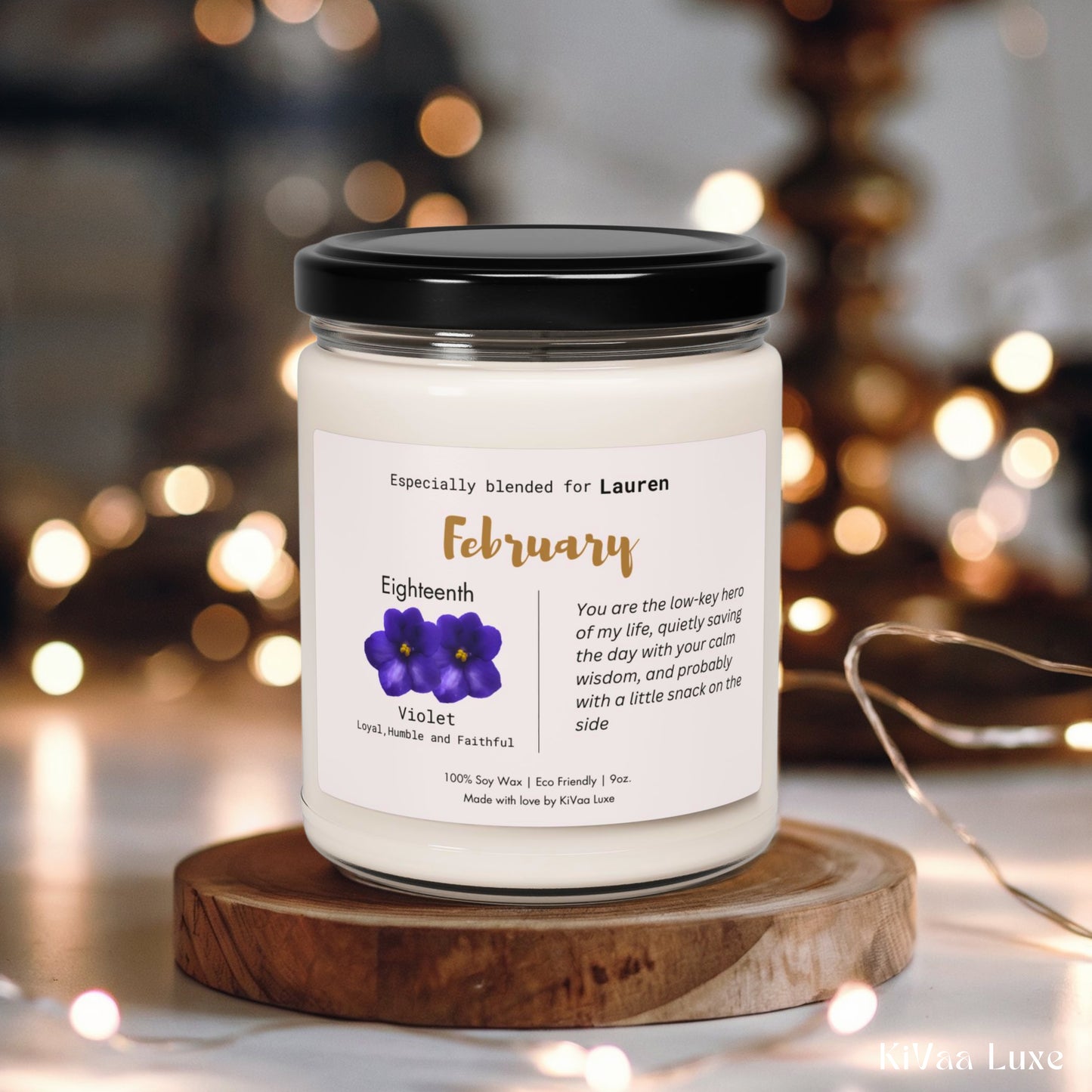 Personalized Birth Flower Candle February Birthday