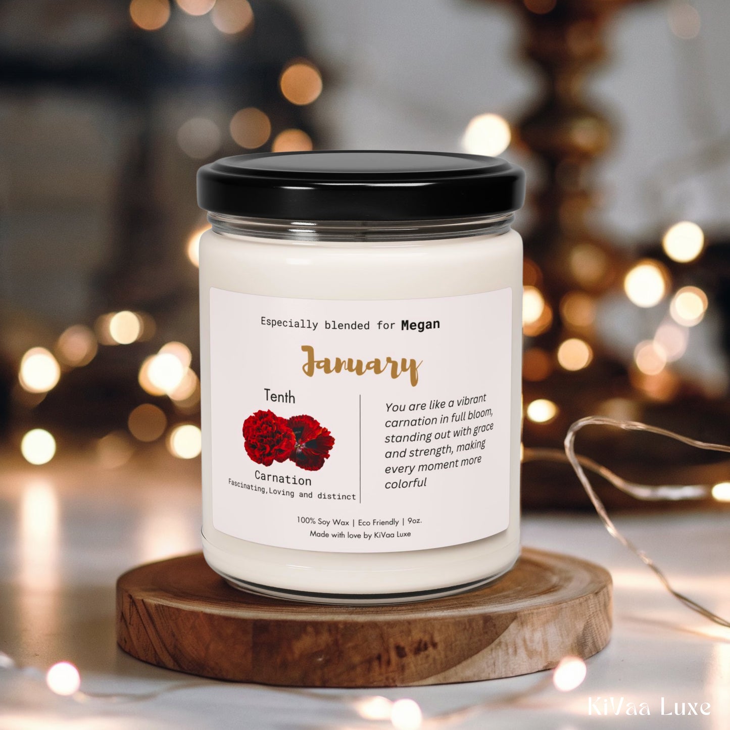 Personalized Birth Flower Candle January Birthday