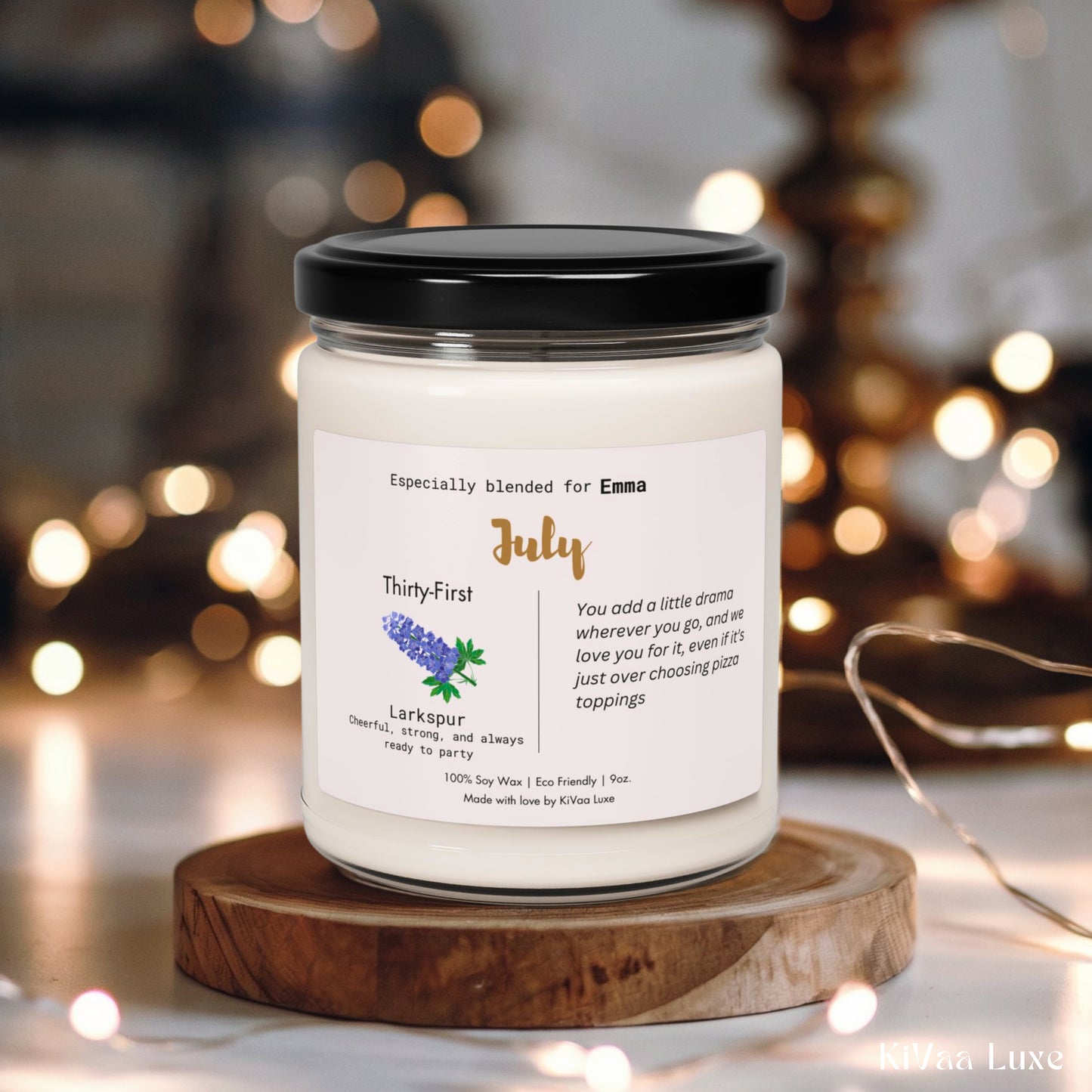 Personalized Birth Flower Candle July Birthday