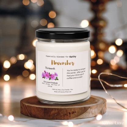 Personalized Birth Flower Candle November Birthday