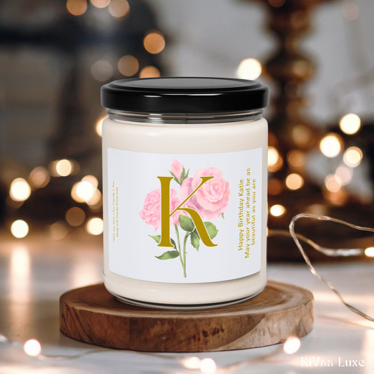 Monogrammed Floral Personalized Birthday Candle