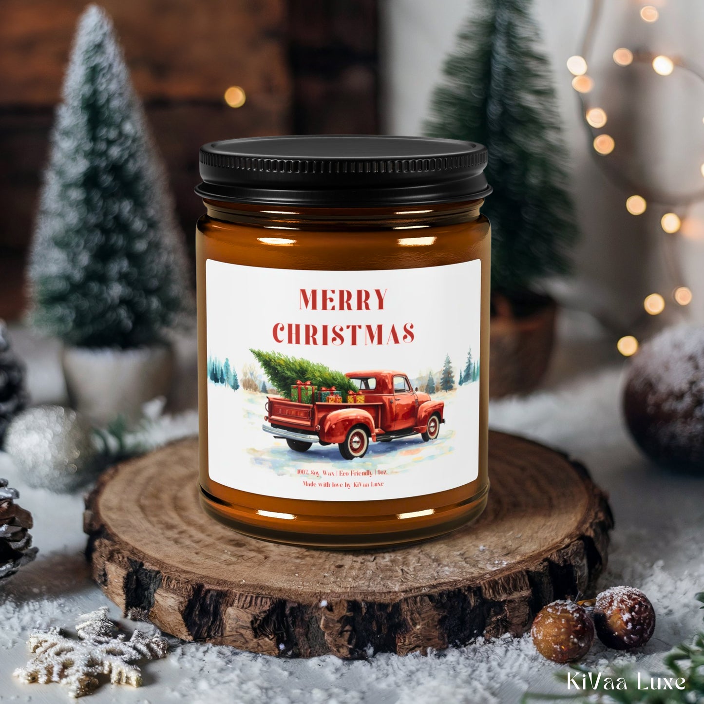 Merry Christmas Candle – Red Truck Christmas Candle Gift