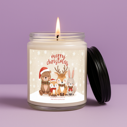 Woodland Christmas Candle – Cute Animal Holiday Candle