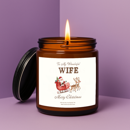 Wife Christmas Candle Gift • Santa & Reindeer Holiday Gift