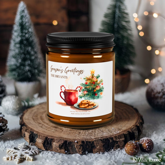 Season’s Greetings Candle – Personalized Christmas Candle Gift