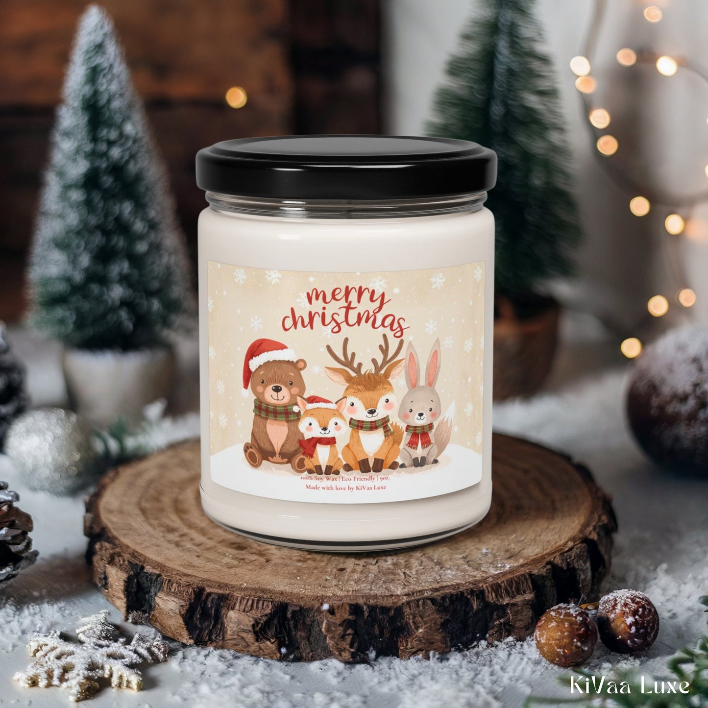 Woodland Christmas Candle – Cute Animal Holiday Candle