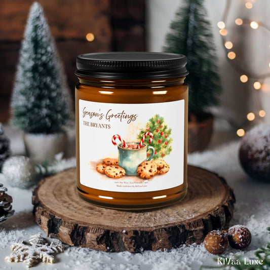 Season’s Greetings Candle – Personalized Christmas Gift
