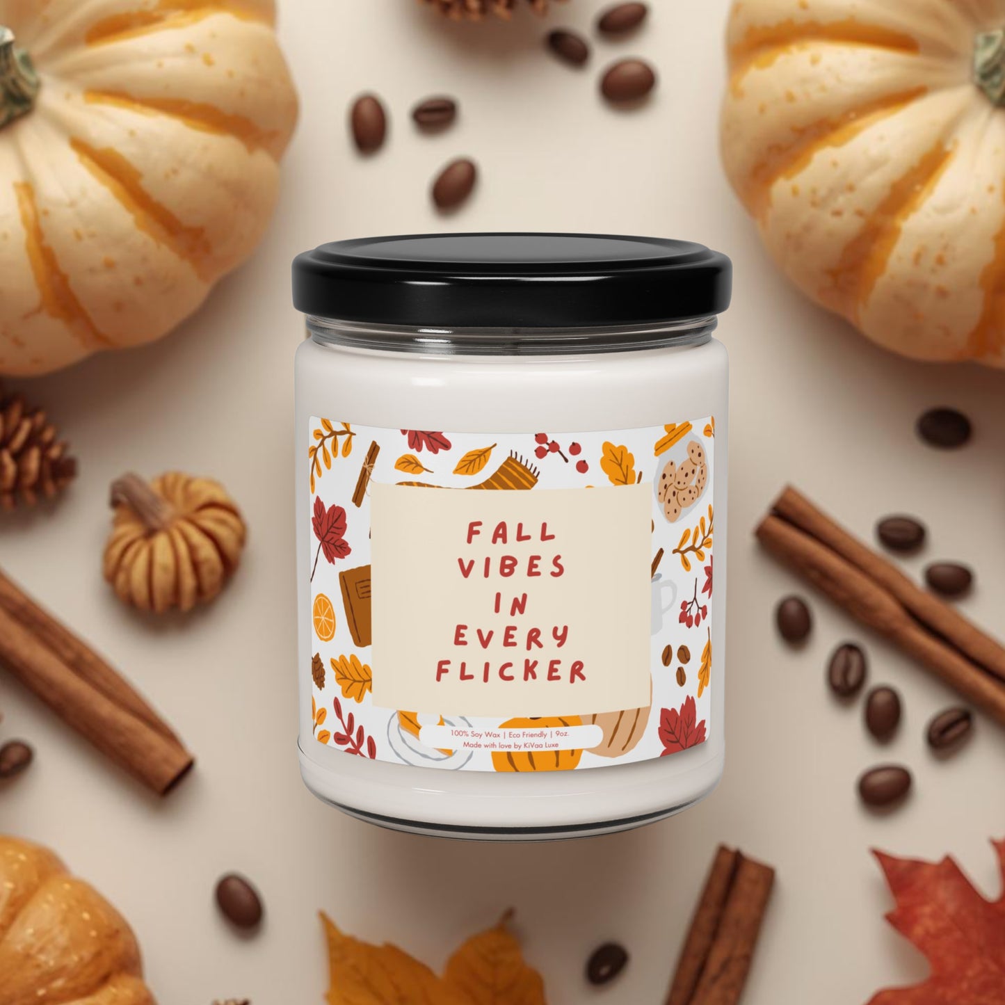 Fall Vibes Candle - Cinnamon Apple Spice Scented Candle Fall Favor