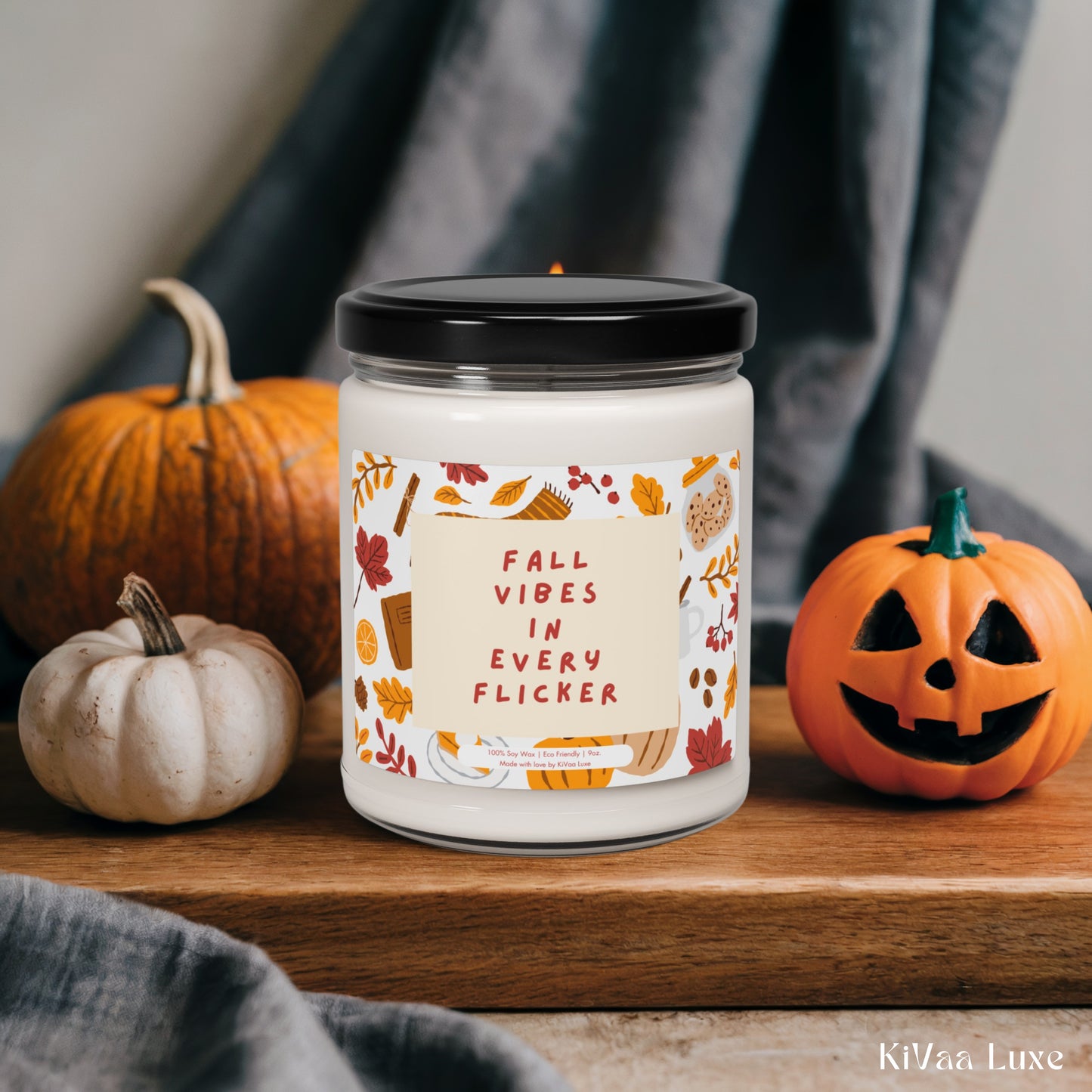 Fall Vibes Candle - Cinnamon Apple Spice Scented Candle Fall Favor