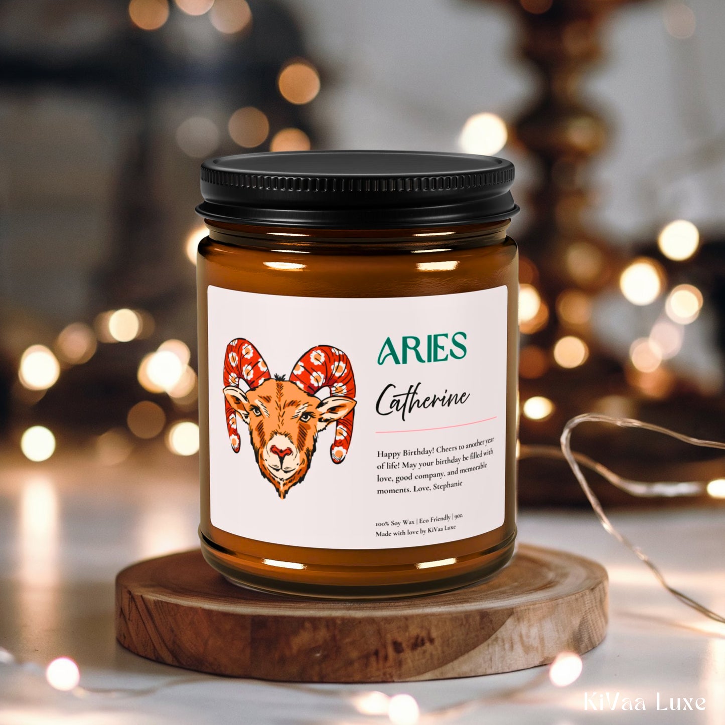 Personalized Zodiac Colorful Birthday Gift For Her Candle - Aries