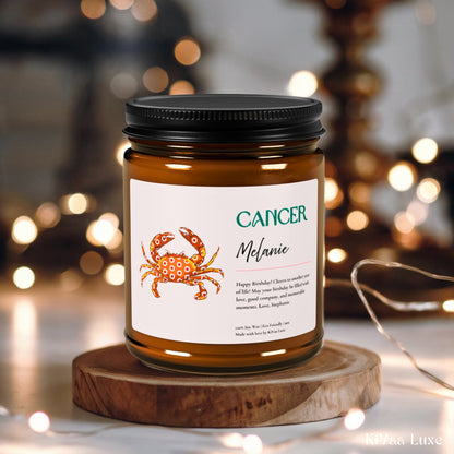 Personalized Zodiac Colorful Birthday Gift For Her Candle - Cancer