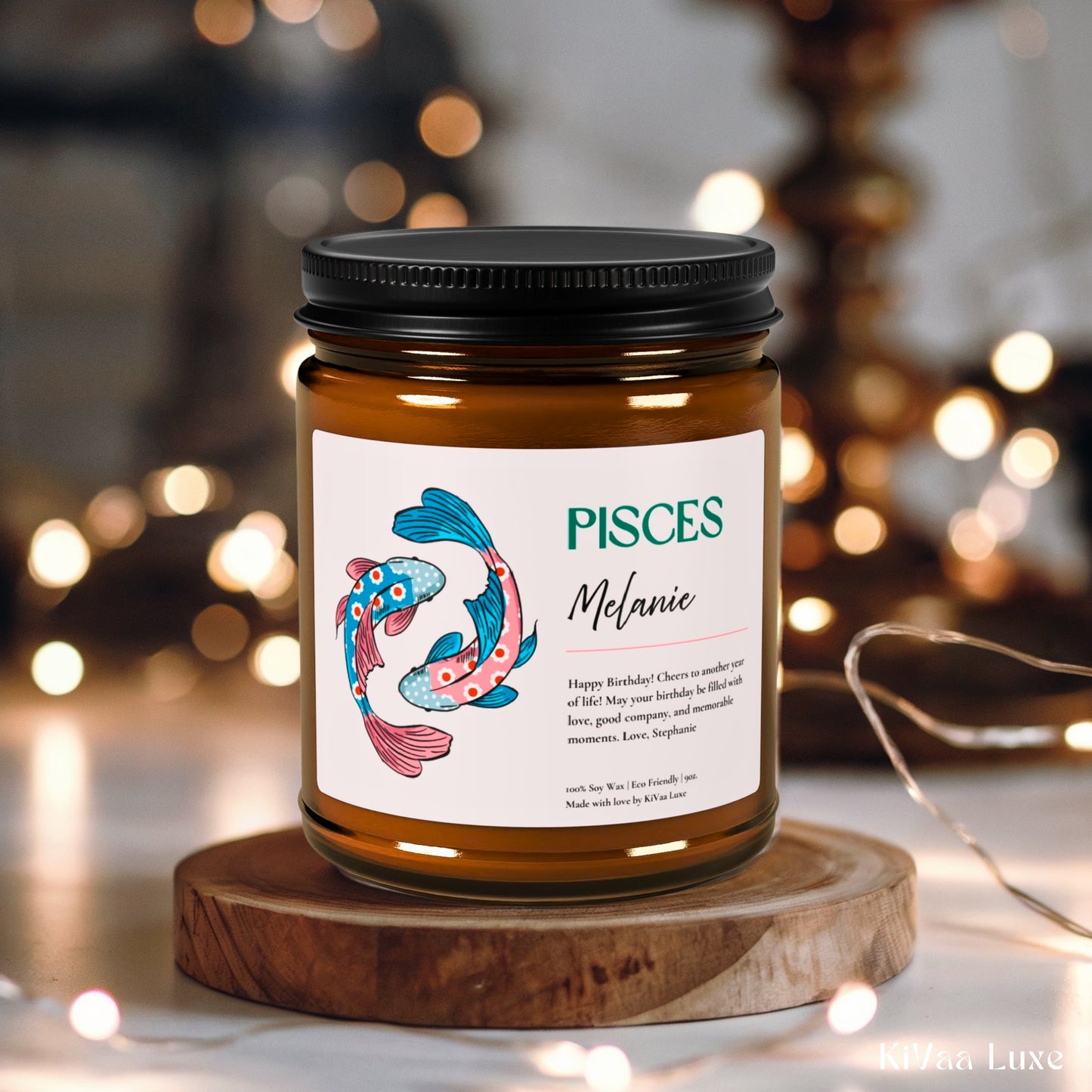 Personalized Zodiac Colorful Birthday Gift For Her Candle - Pisces