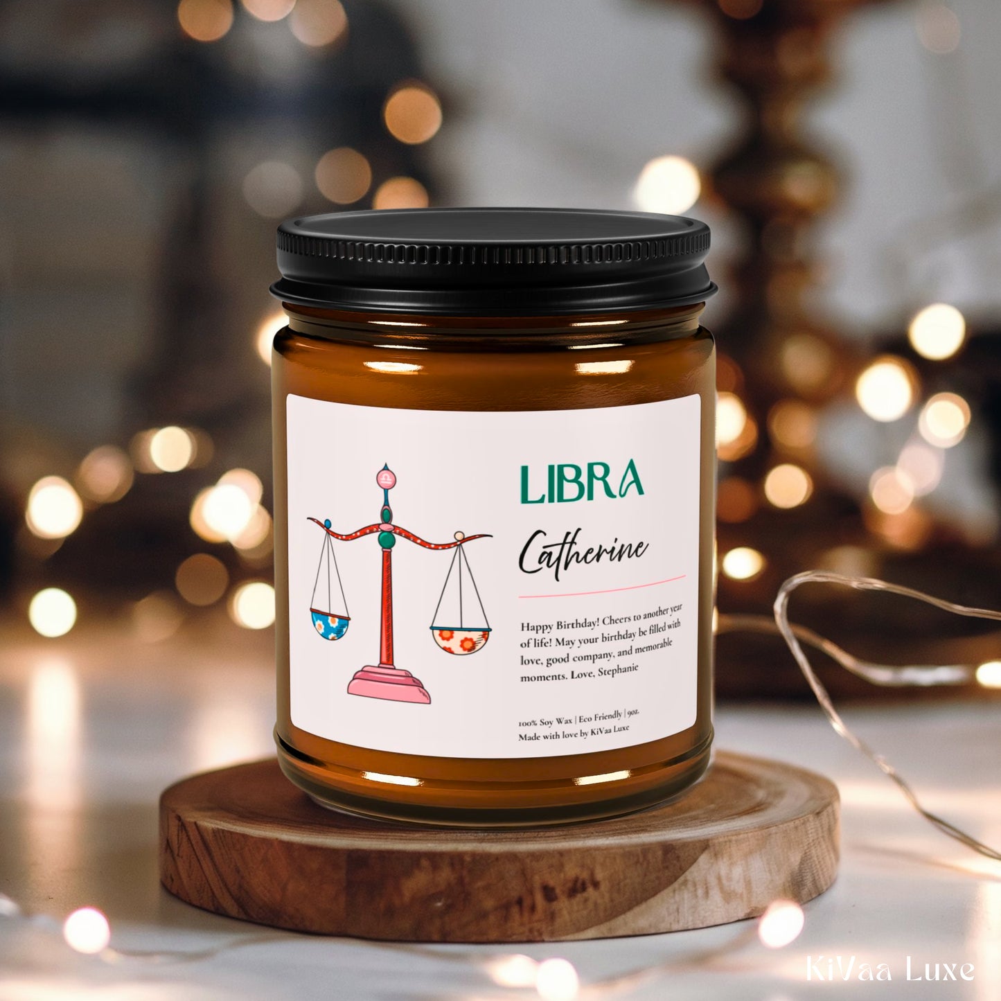 Personalized Zodiac Colorful Birthday Gift For Her Candle - Libra