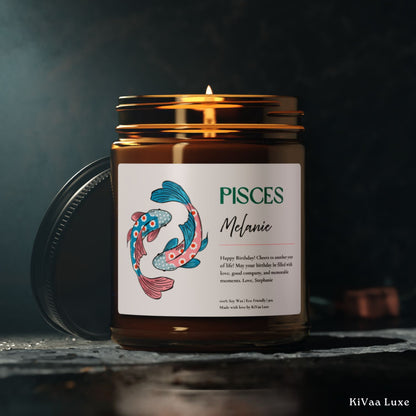 Personalized Zodiac Colorful Birthday Gift For Her Candle - Pisces