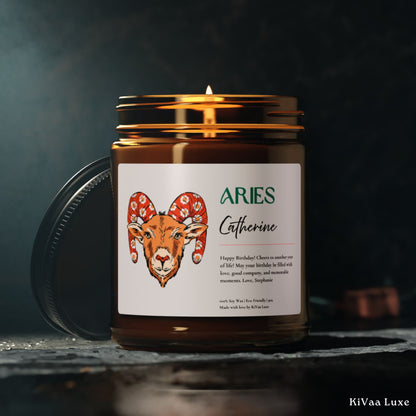 Personalized Zodiac Colorful Birthday Gift For Her Candle - Aries