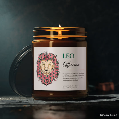 Personalized Zodiac Colorful Birthday Gift For Her Candle - Leo