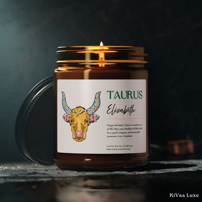Personalized Zodiac Colorful Birthday Gift For Her Candle - Taurus