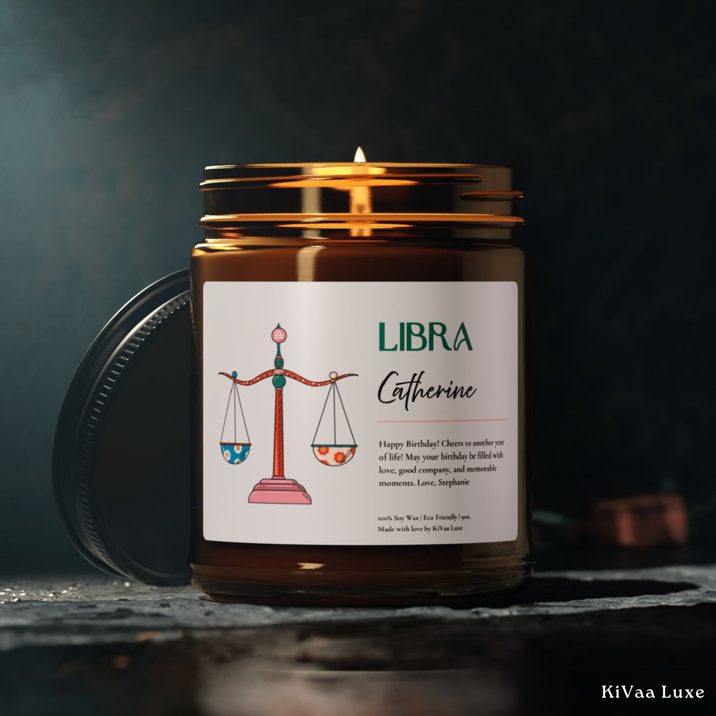 Personalized Zodiac Colorful Birthday Gift For Her Candle - Libra