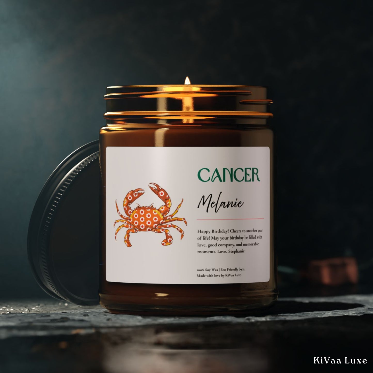 Personalized Zodiac Colorful Birthday Gift For Her Candle - Cancer
