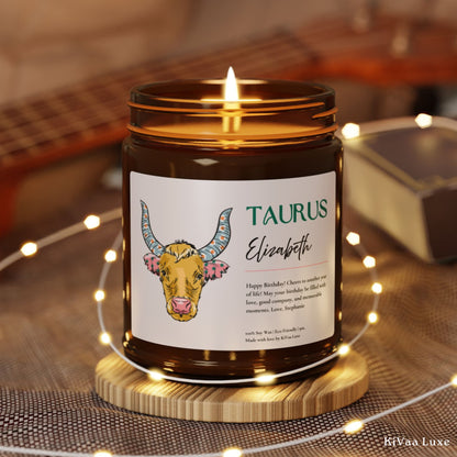 Personalized Zodiac Colorful Birthday Gift For Her Candle - Taurus
