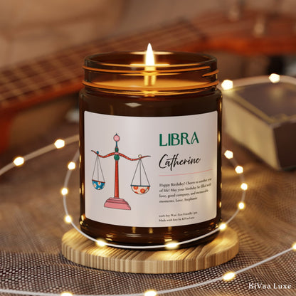Personalized Zodiac Colorful Birthday Gift For Her Candle - Libra