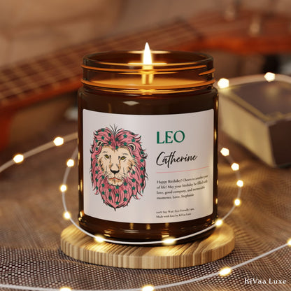 Personalized Zodiac Colorful Birthday Gift For Her Candle - Leo