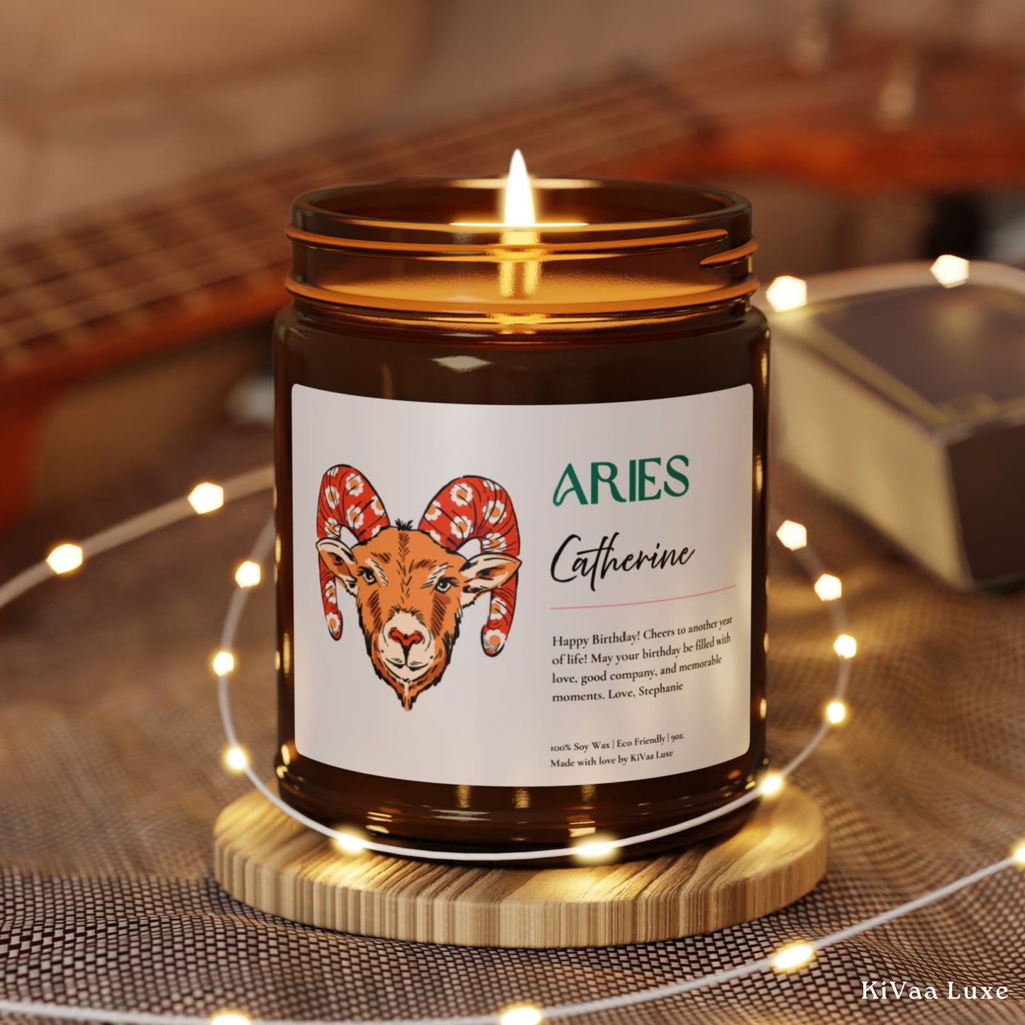 Personalized Zodiac Colorful Birthday Gift For Her Candle - Aries