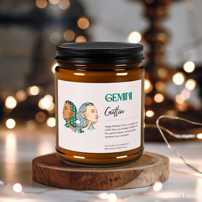 Personalized Zodiac Colorful Birthday Gift For Her Candle - Gemini