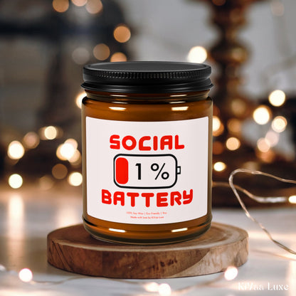 Social Battery 1% Candle - Funny Gen Z Soy Candle