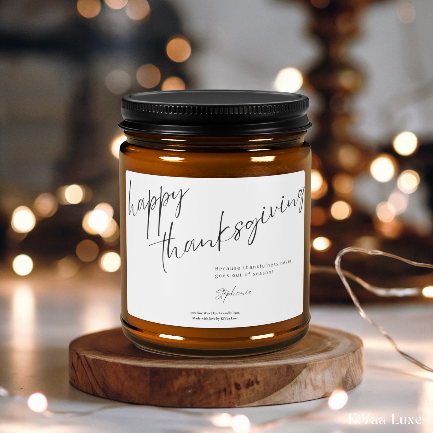 Personalized Happy Thanksgiving Candle