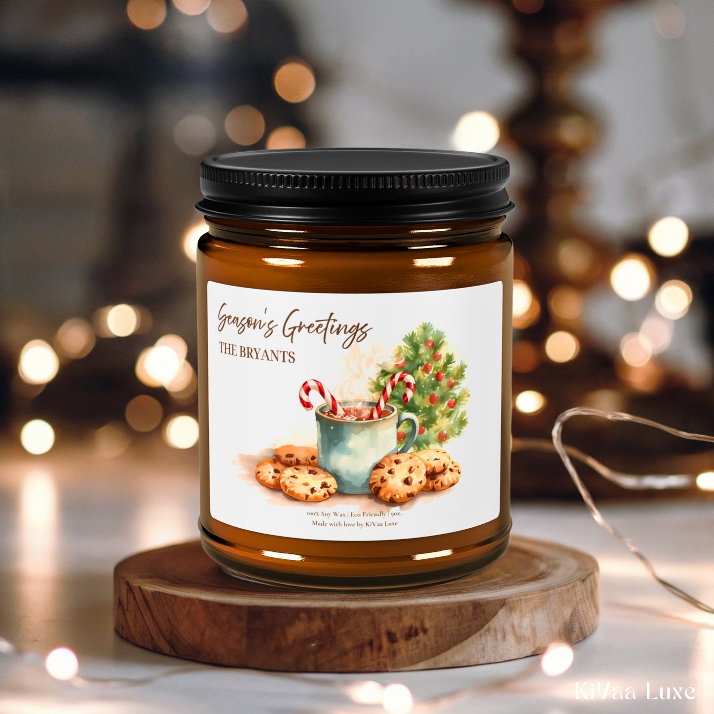 Season’s Greetings Candle – Personalized Christmas Gift