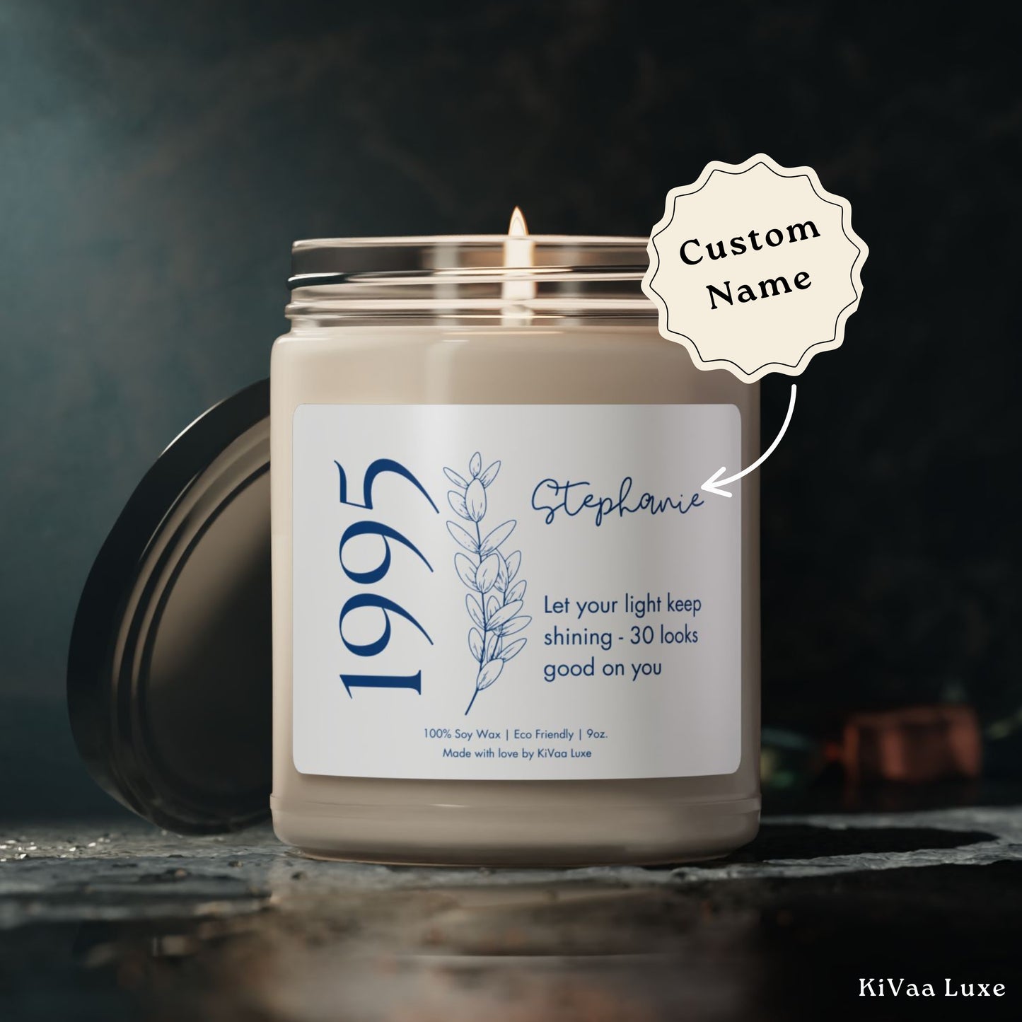 Any Age Personalised Floral Birthday Gift for Her Candle