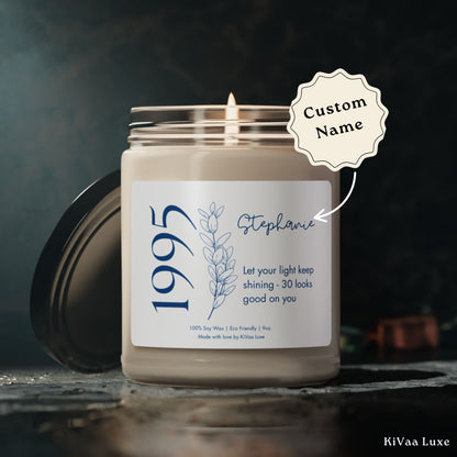 Any Age Personalised Floral Birthday Gift for Her Candle