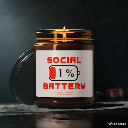 Social Battery 1% Candle - Funny Gen Z Soy Candle
