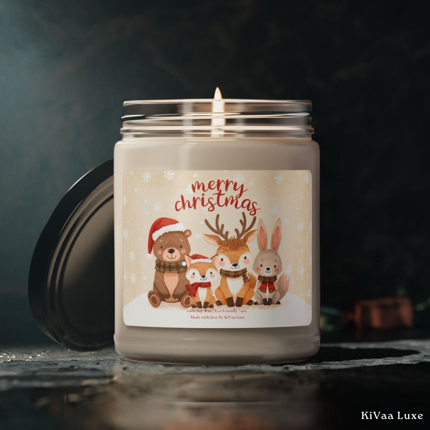 Woodland Christmas Candle – Cute Animal Holiday Candle