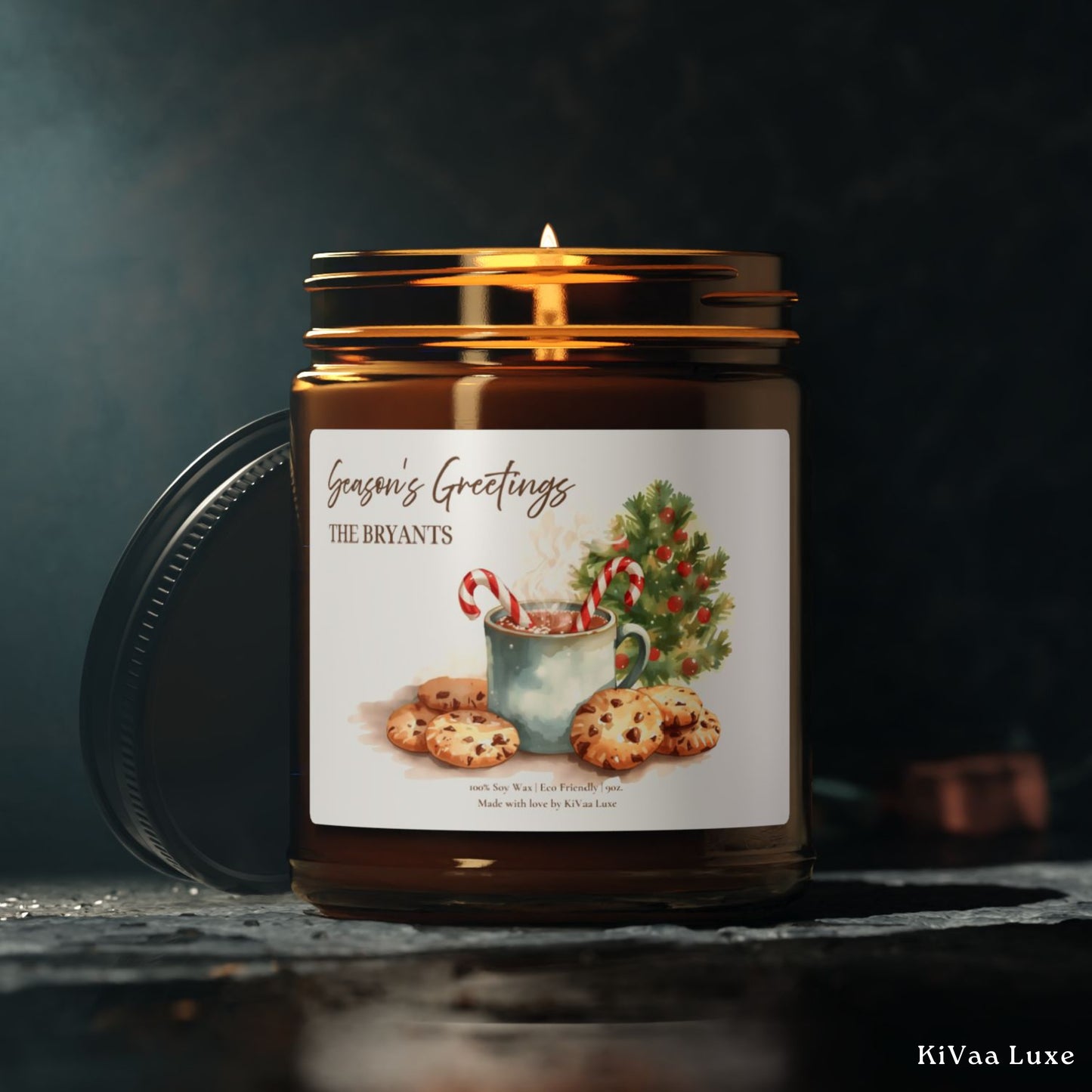 Season’s Greetings Candle – Personalized Christmas Gift