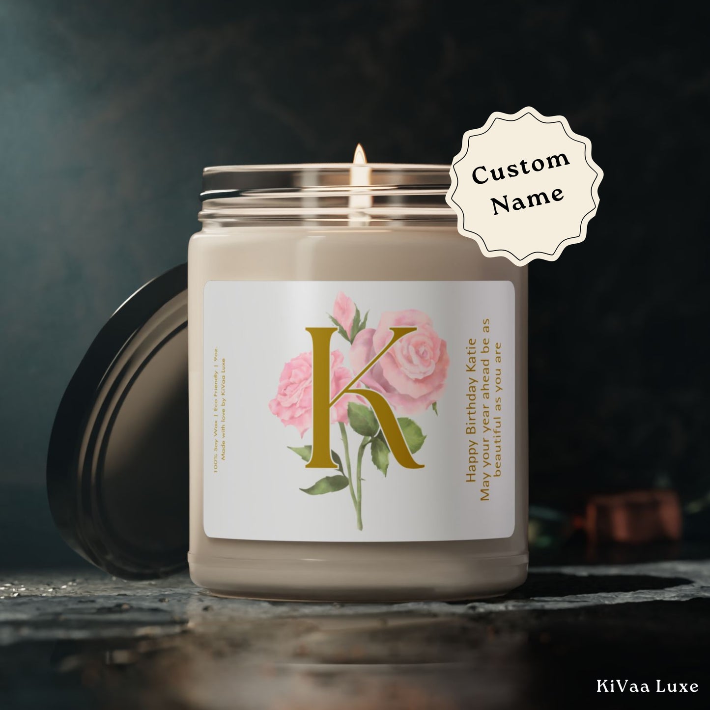 Monogrammed Floral Personalized Birthday Candle