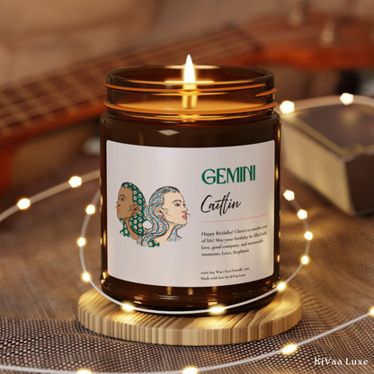 Personalized Zodiac Colorful Birthday Gift For Her Candle - Gemini