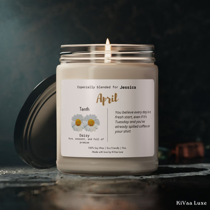 Personalized Birth Flower Candle April Birthday