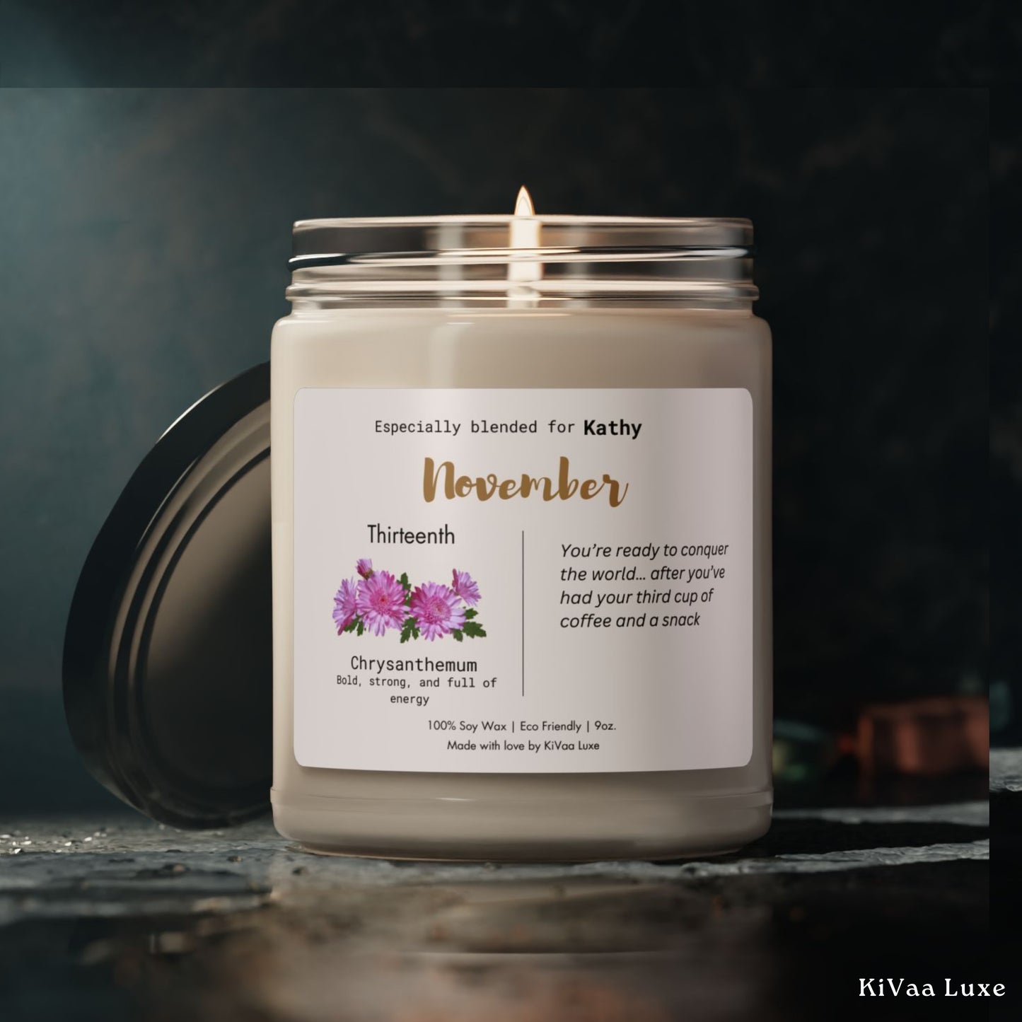 Personalized Birth Flower Candle November Birthday
