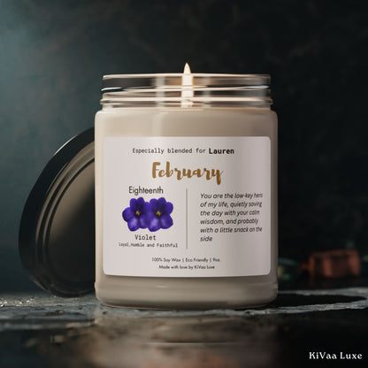 Personalized Birth Flower Candle February Birthday