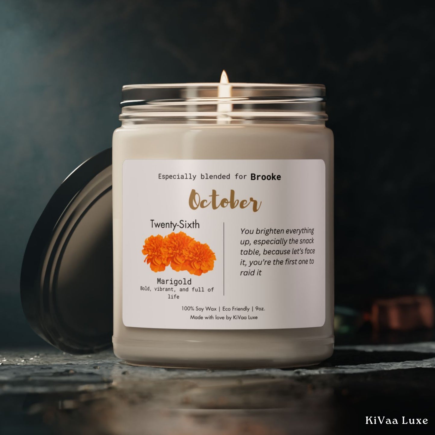 Personalized Birth Flower Candle October Birthday