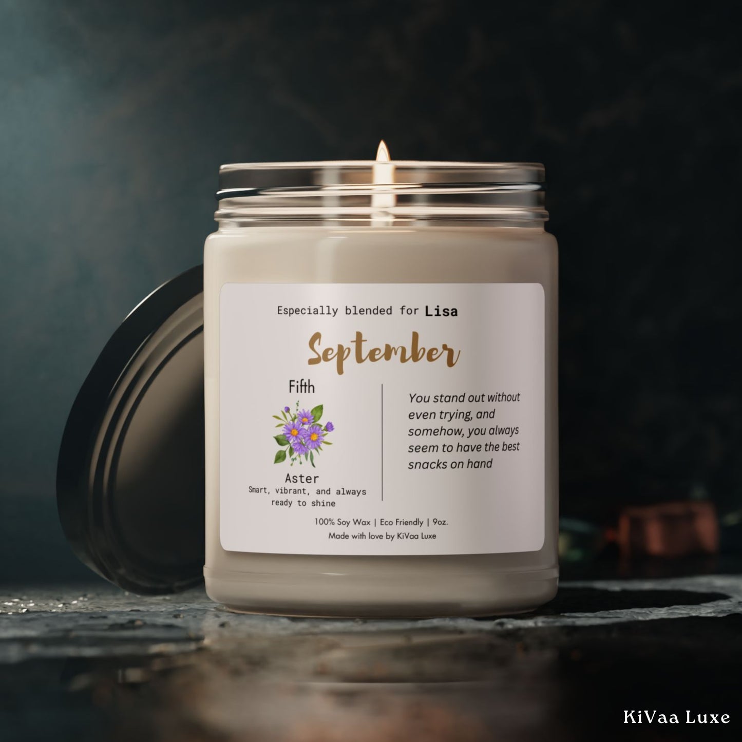 Personalized Birth Flower Candle September Birthday