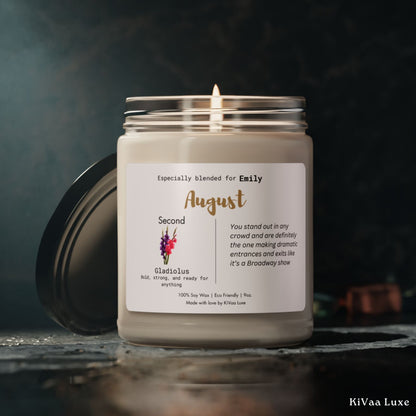 Personalized Birth Flower Candle August Birthday