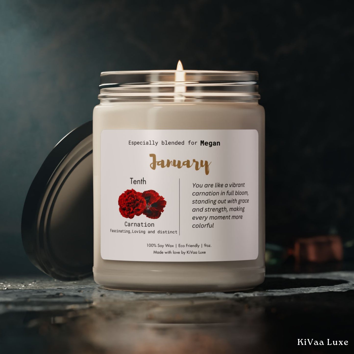 Personalized Birth Flower Candle January Birthday