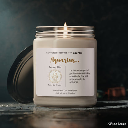 Personalized Zodiac Horoscope Birthday Candle - Aquarius