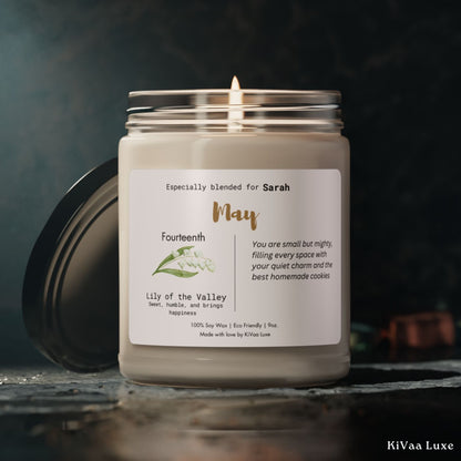 Personalized Birth Flower Candle May Birthday