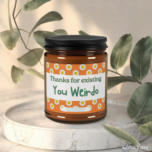 Funny Gen Z Candle – “Thanks for Existing, You Weirdo”